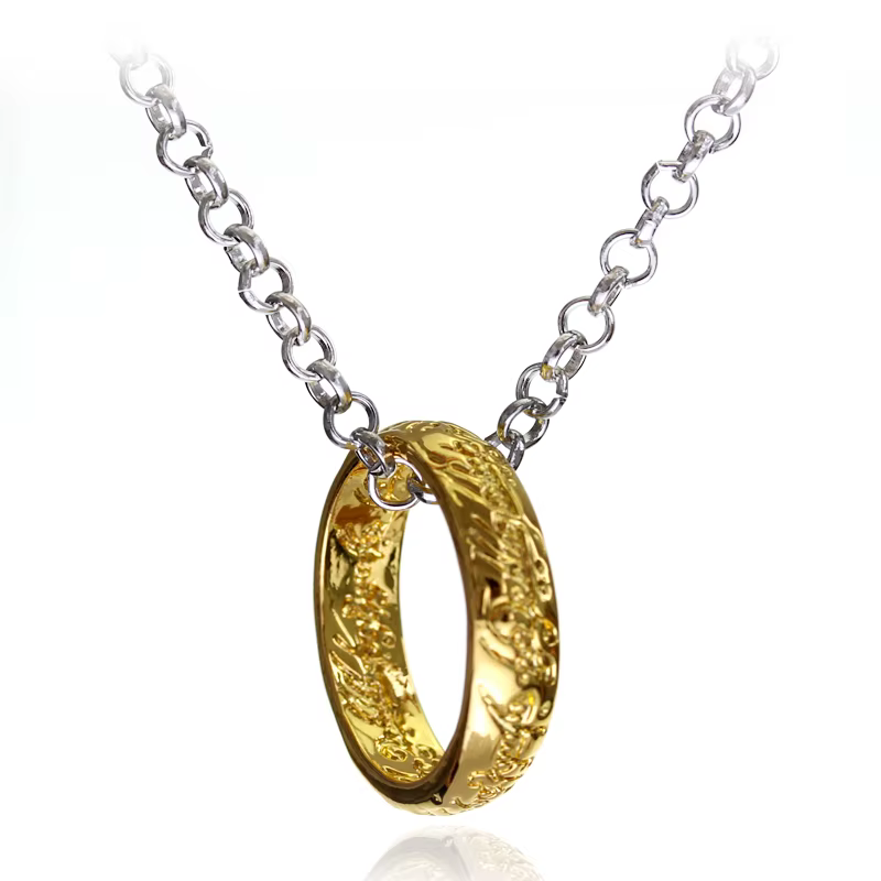 Un anneau de pouvoir collier elfes Baggins Gollum Tolkien lettres couleur or pendentif mode film bij