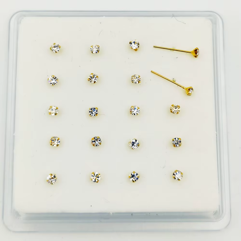 24G 100% 925 argent Sterling 2.5mm cristal nez broche clou unisexe indien nez piercing bijoux 20 piè