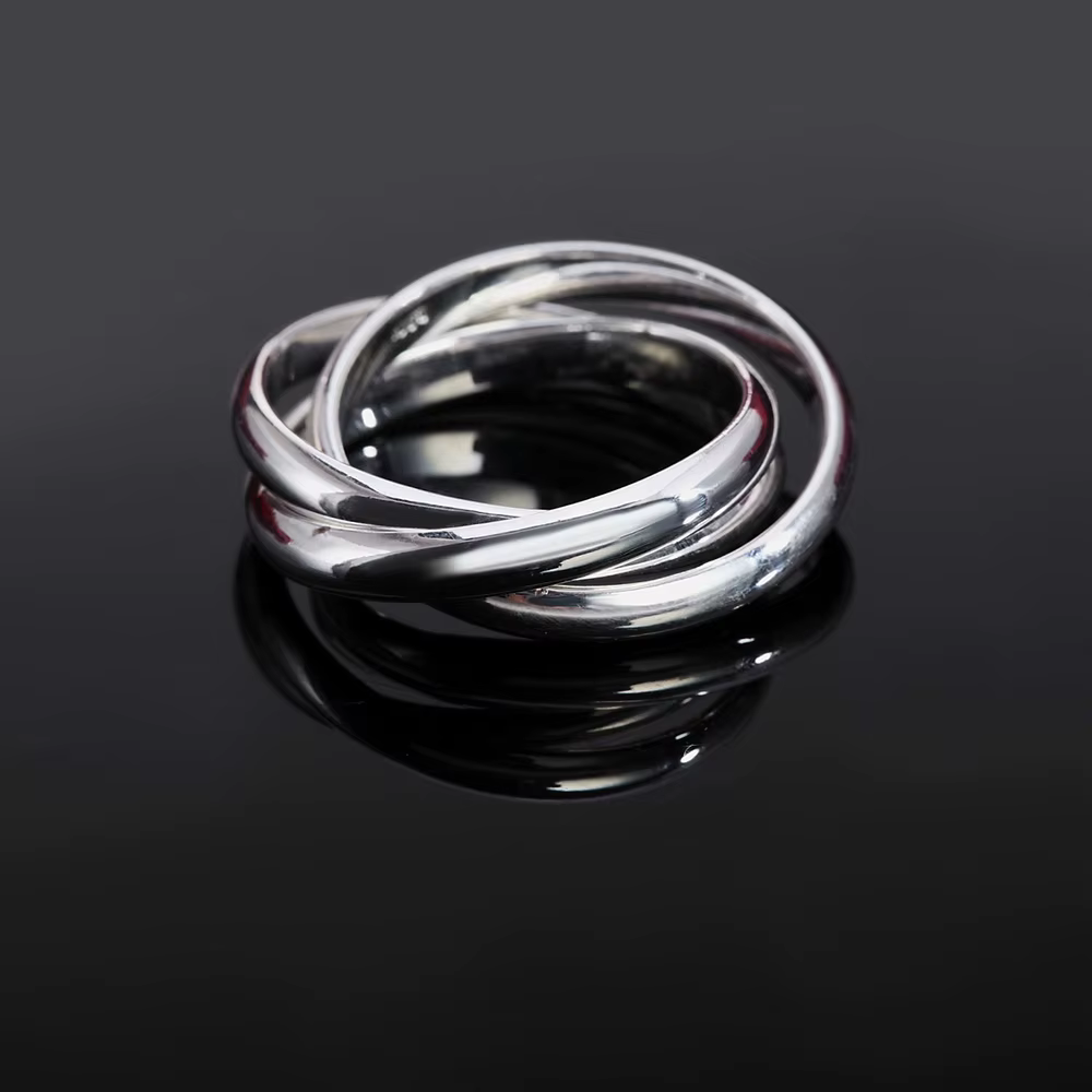 Bague à trois anneaux en argent sterling 925, élégante, simple, charmante, bijoux pour femmes, cadea