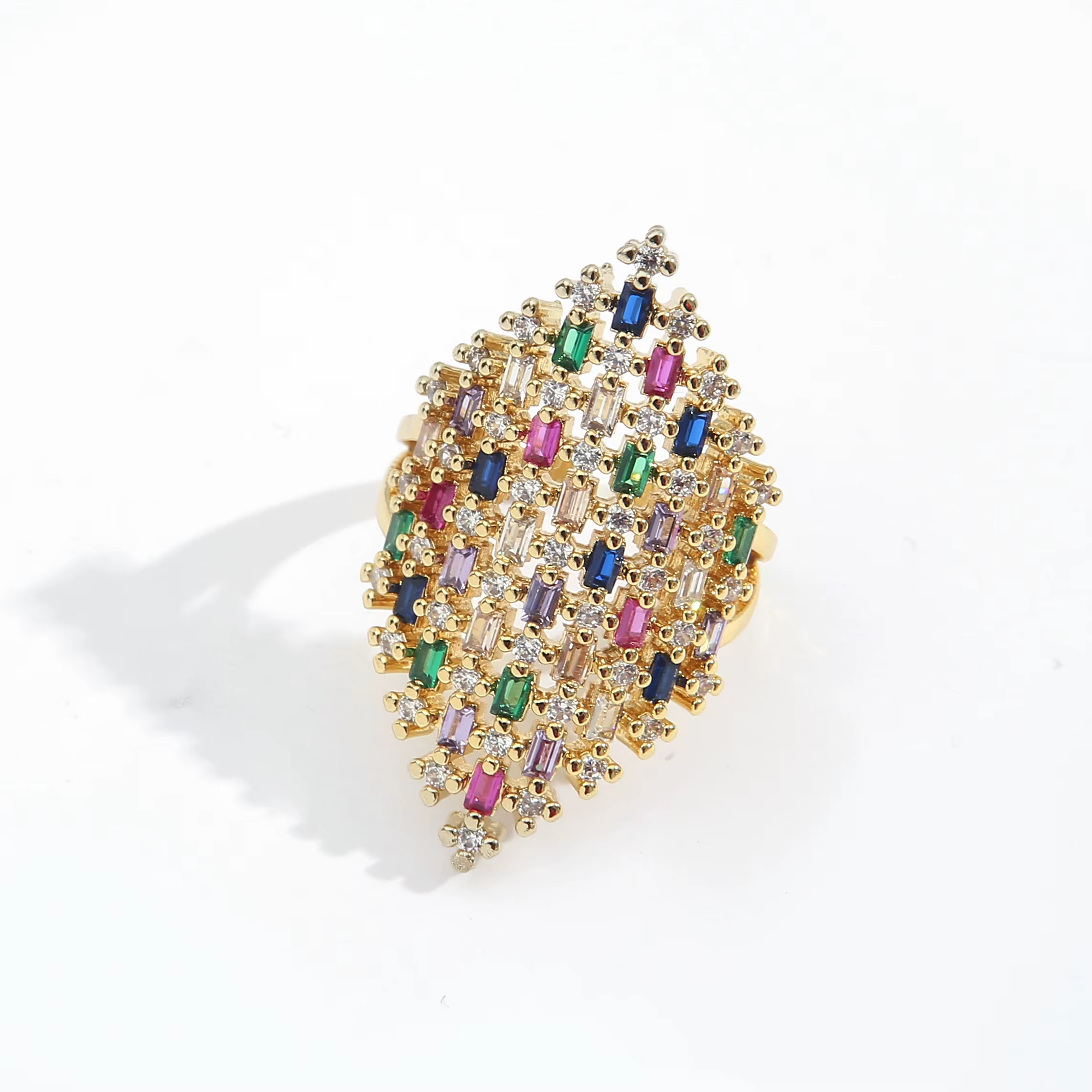 Bagues de luxe colorées en zircone cubique pour femmes, style bohème, arc-en-ciel, bagues de déclara