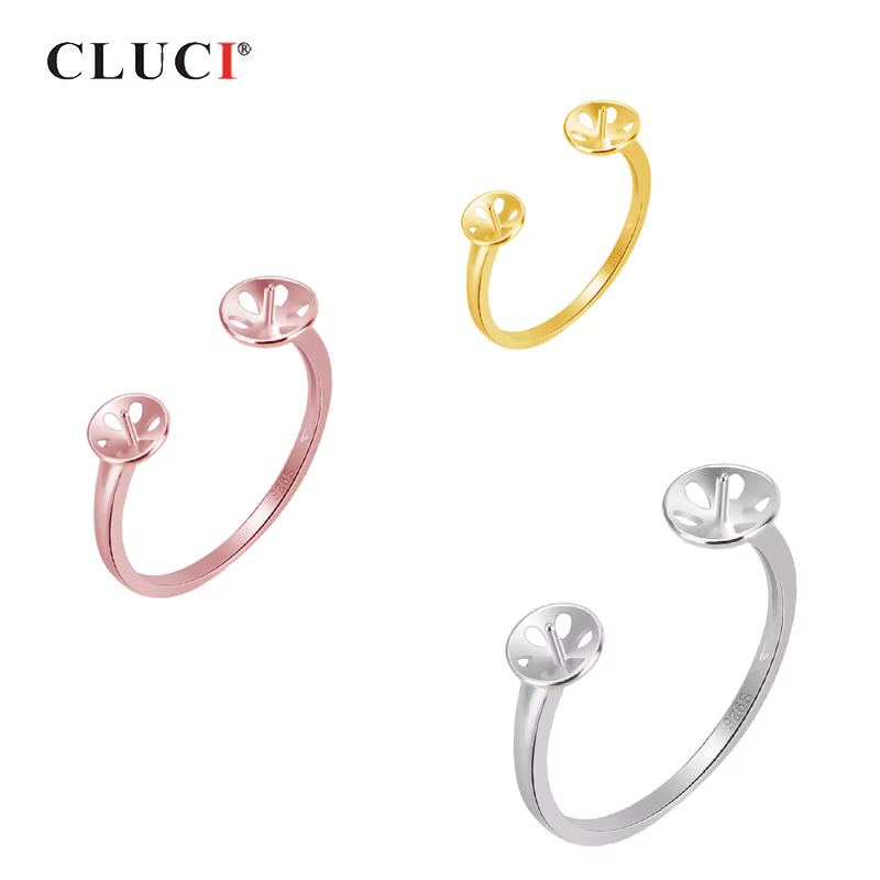 CLUCI 925 argent réglable or Rose bague de fiançailles de mariage pour les femmes en argent Sterling
