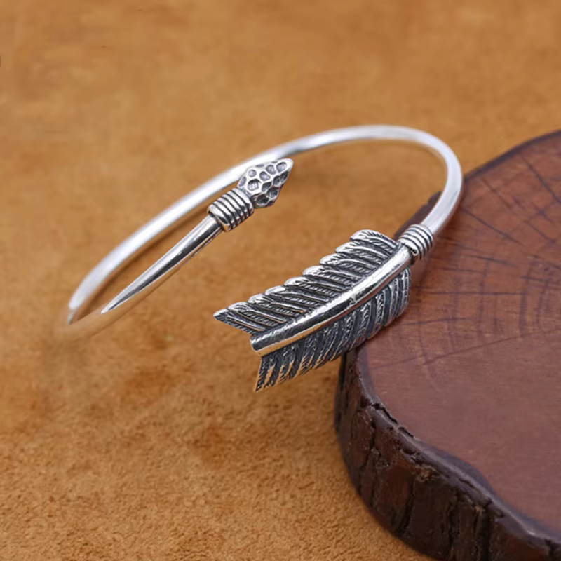 Bague Archer indien en argent Sterling S925, Bracelet créatif minimaliste unisexe à main ouverte, ac