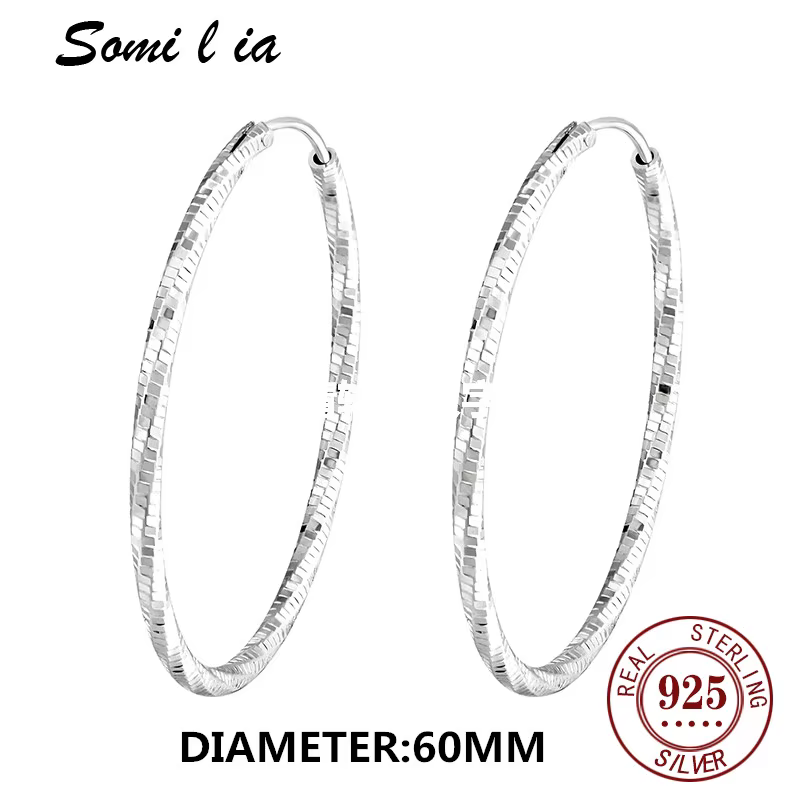 Somi Lia Nouvelle Collection Boucles d'oreilles créoles circulaires en argent sterling 925 avec zirc