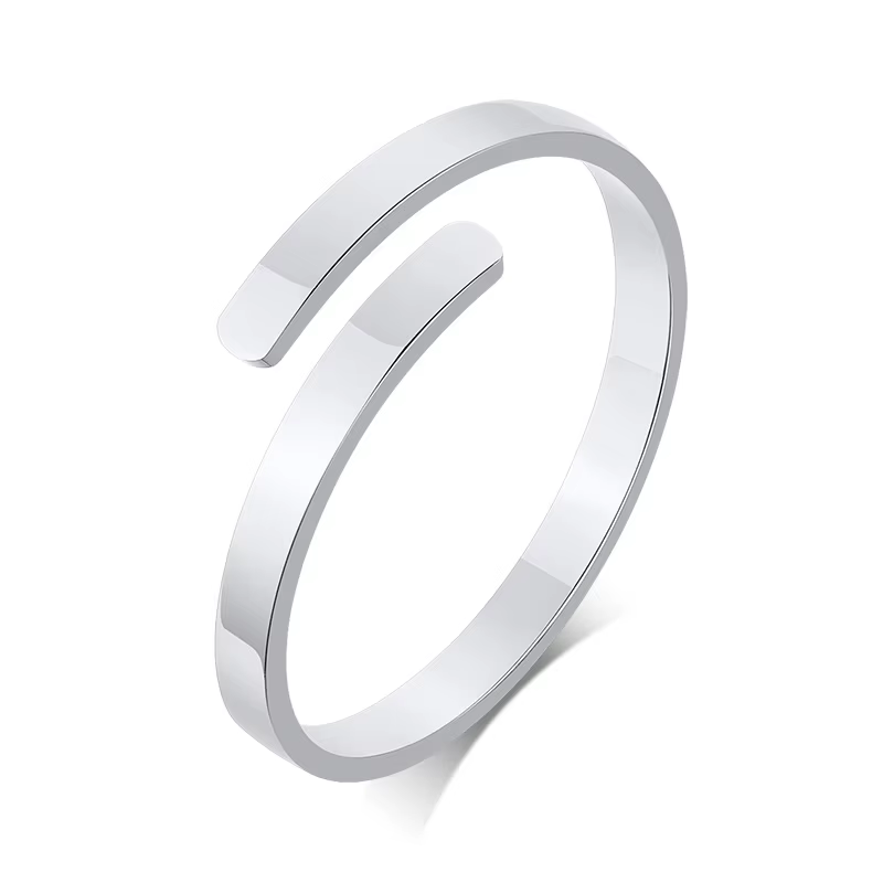 Bague de promesse à graver personnalisée pour femmes, en acier inoxydable, minuscule ouvert, deux no