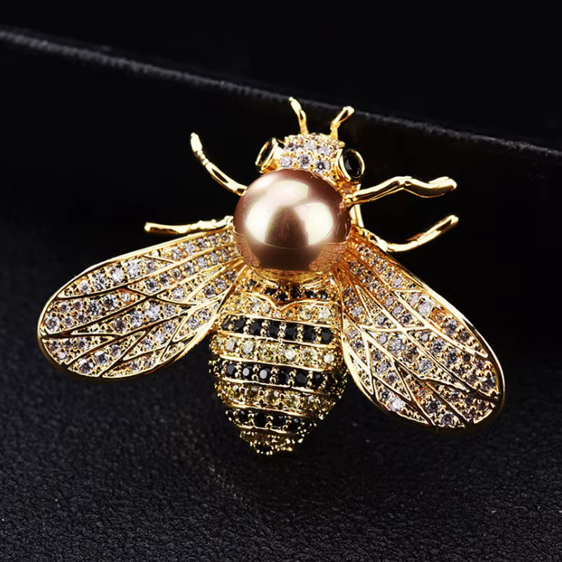 Broche de marque célèbre, série insectes, pour femme, délicate petite broche abeille, broche en cris