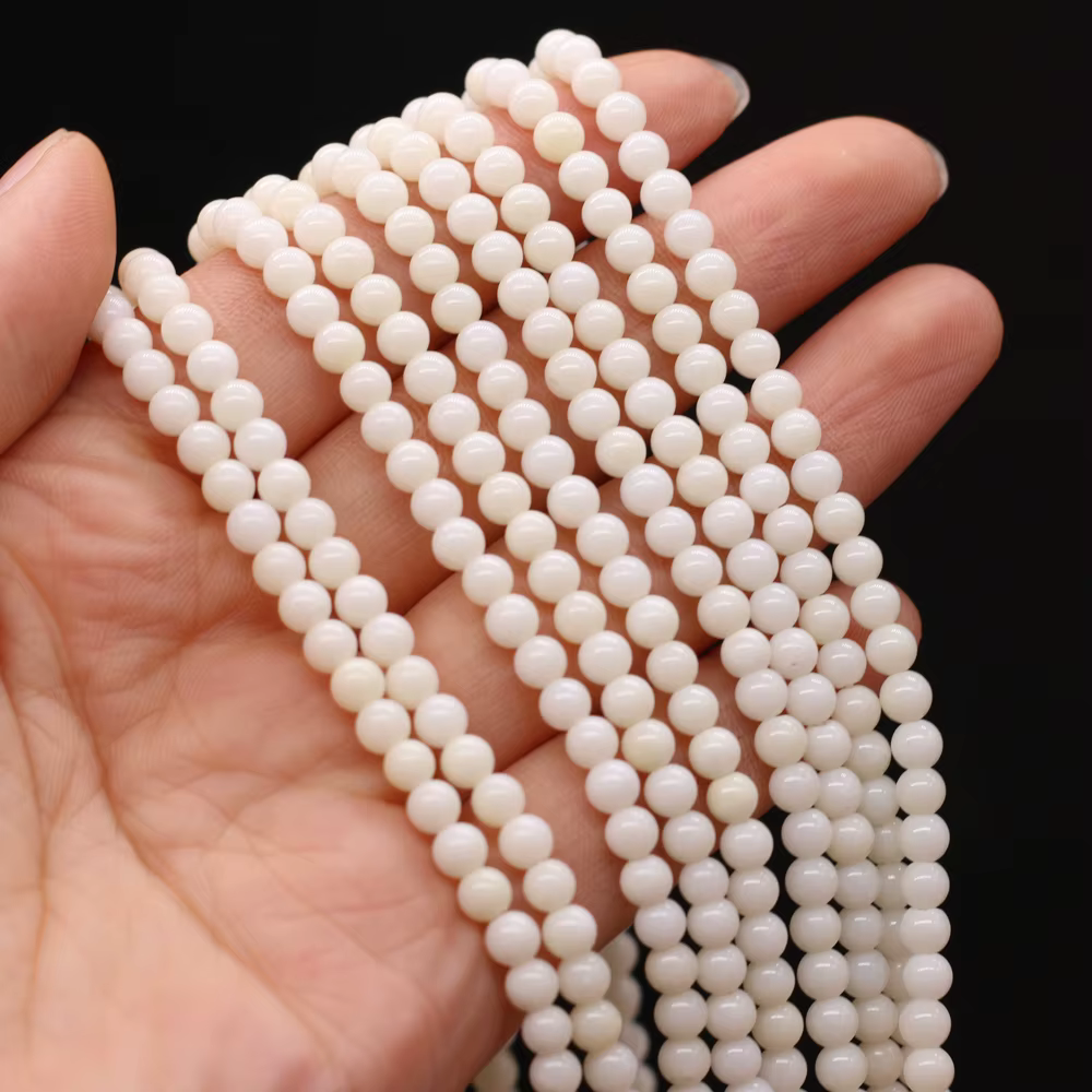 Perles de corail, forme ronde à pores droits pour la fabrication de bijoux, collier, boucles d'oreil