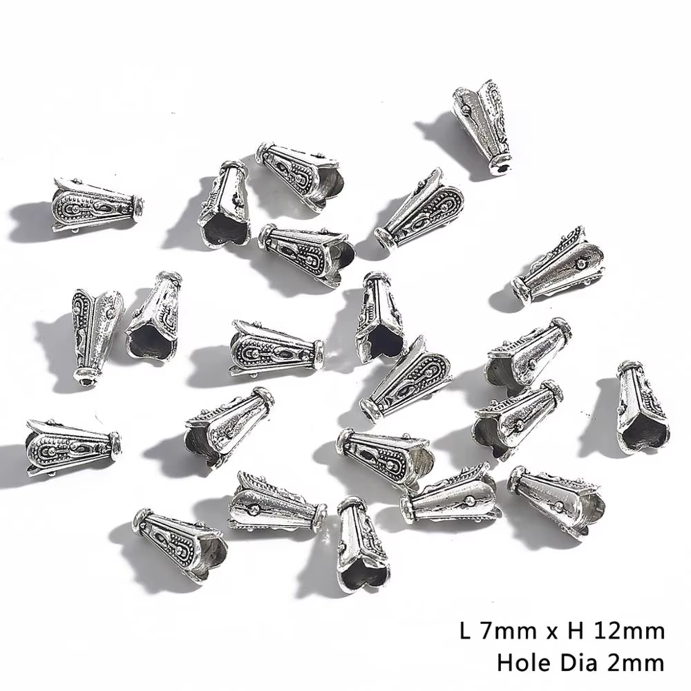 Bouchons d'extrémité de perles de fleurs, couleur argent Antique tibétain, pour la fabrication de bi