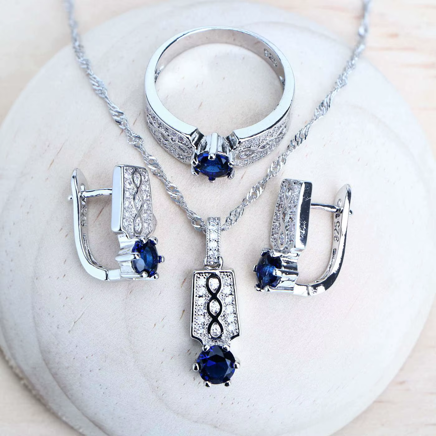 Ensemble de bijoux en argent regardé 925 pour femme, matiques de mariage, boucles d'oreilles, bracel