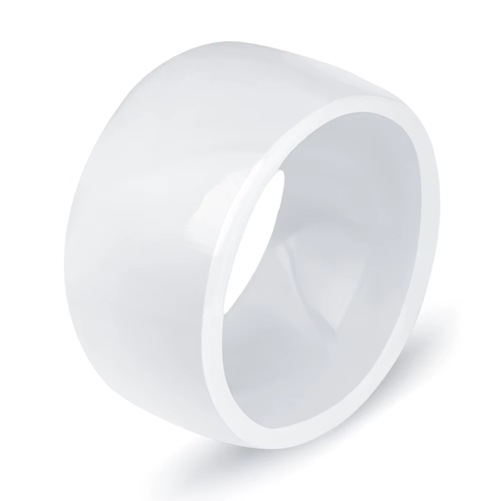 Bague en céramique blanche polie de 10mm pour hommes et femmes, bijoux à la mode, gravure de nom Ok,