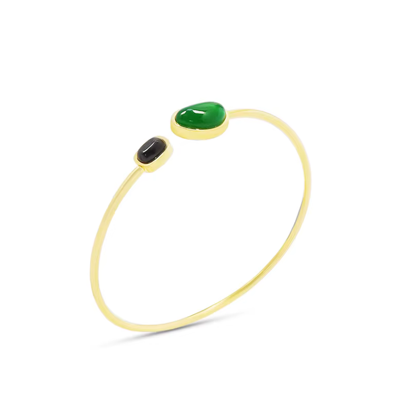 Amaiyllis 18K or minimaliste élégant rétro vert noir Agate Bracelet bracelets Simple or chaîne Brace