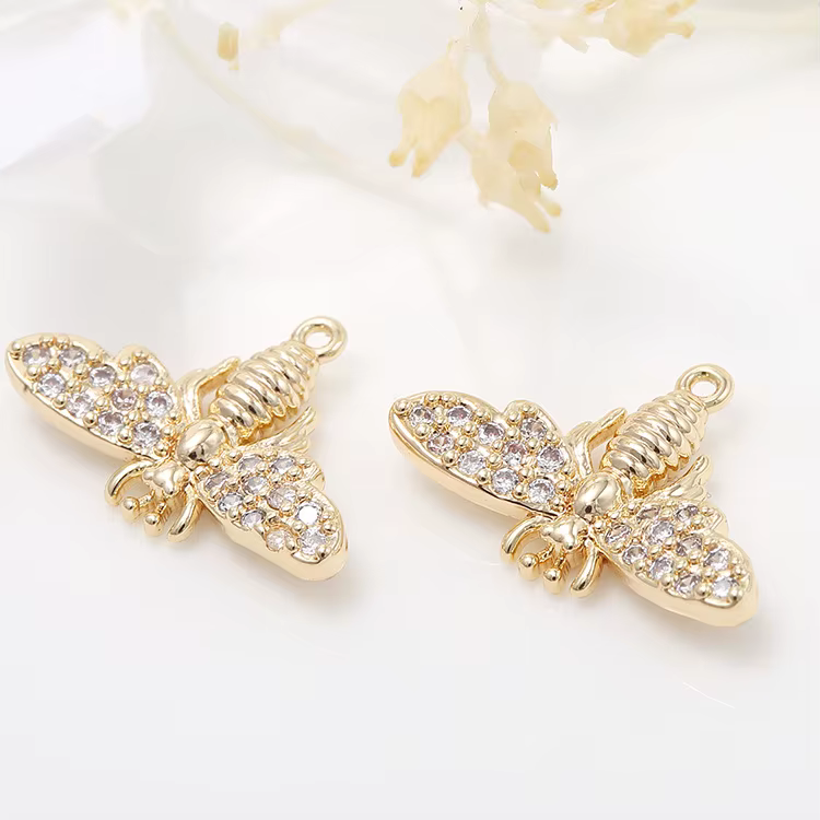 Pendentif en forme d'abeille en Zircon à la mode, composants de fabrication de boucles d'oreilles, B