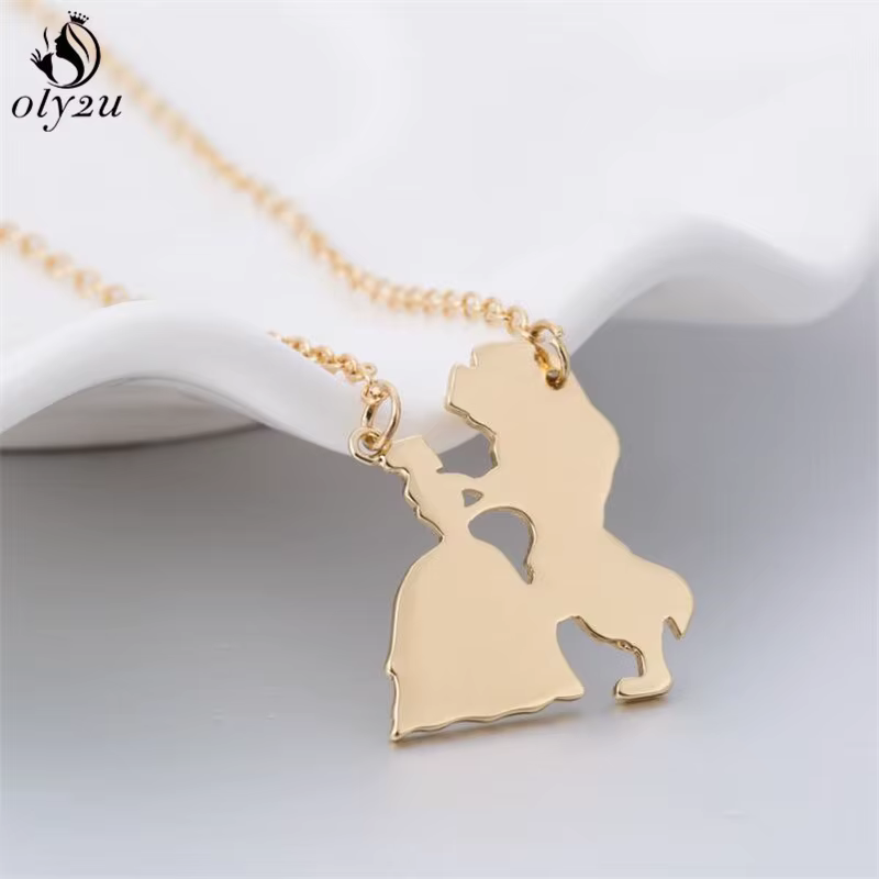 Collier La Belle et la Bête 2026, bijoux classiques pour femmes, collier en acier inoxydable, access