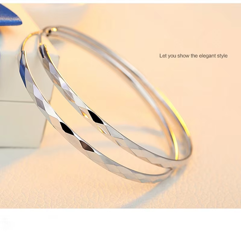 Grandes boucles d'oreilles créoles pour femme, surface plaquée platine argyle, cadeau de bijoux, tai