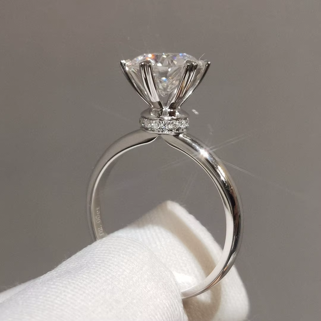 Bague en argent Sterling S925 véritable pour femmes, 2 carats, pierre précieuse Moissanite naturelle