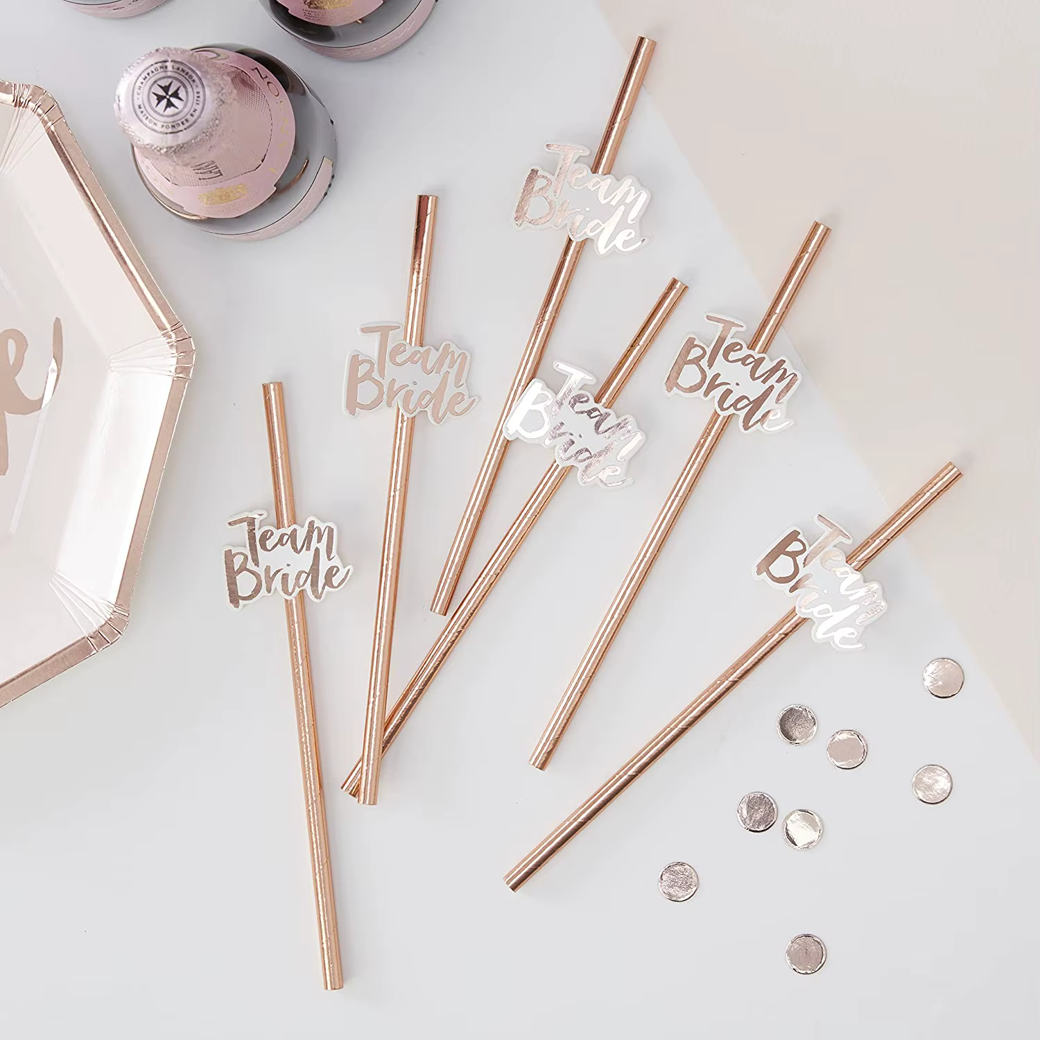 Pailles pour Enterrement de Vie de Jeune Fille, Rose et Or, Décoration pour Patients, Fournitures de