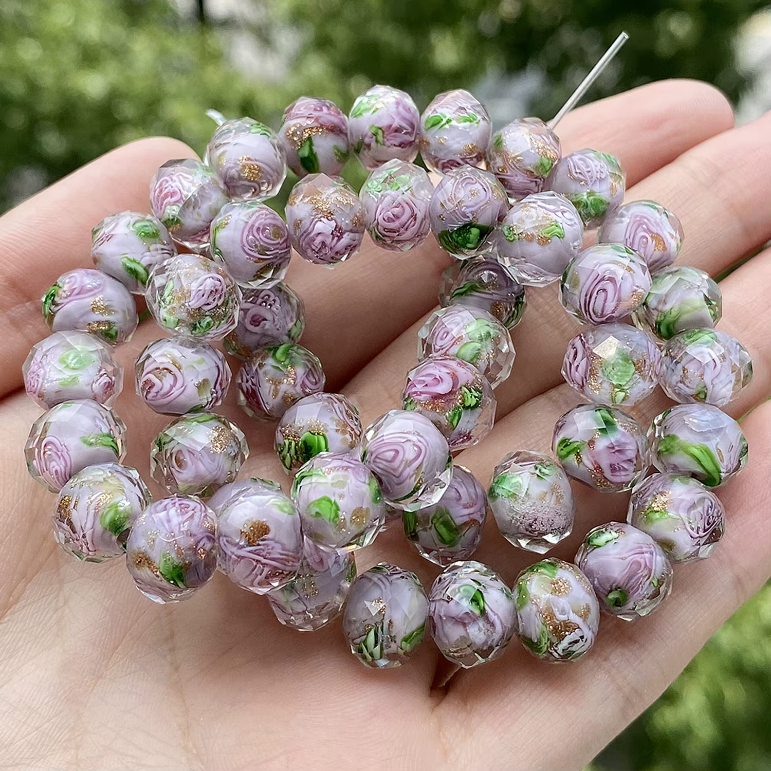Perles de cristal de Murano factice pour bijoux, perles de verre fleur pour femmes, accessoires de b