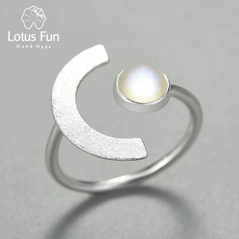 Lotus Fun – bagues minimalistes en or 18 carats pour femmes, pierre de lune réglable au clair de lun