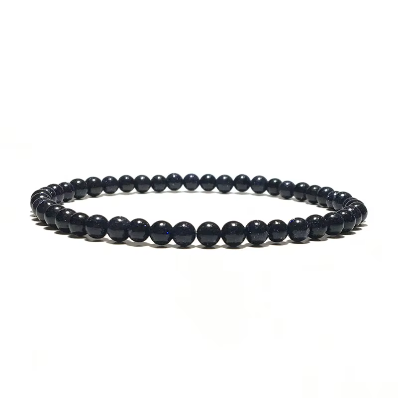 Bracelet minimaliste en pierre de grès bleu naturel, 4/6/8/10/12mm, pour hommes et femmes, Yoga, bou