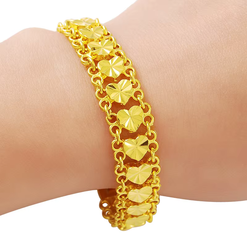 Bracelet plaqué or 24 carats pour femme, fleur de voiture, cadeau de bijoux, mode, nouveau, 4mm