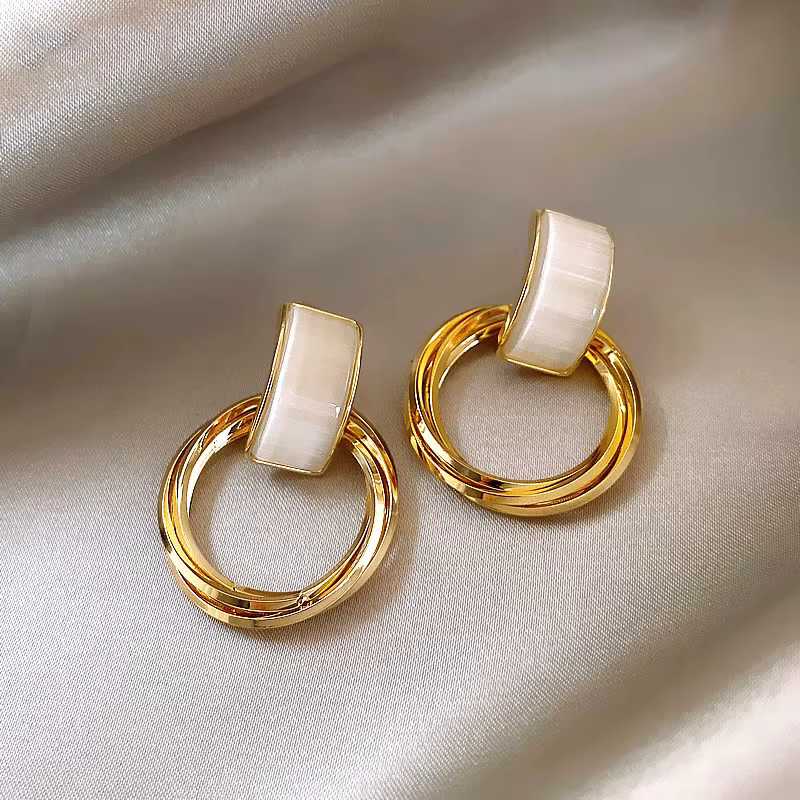 Boucles d'oreilles pendantes en forme de cercle opale, accessoires de luxe pour fête, Sexy, bijoux p