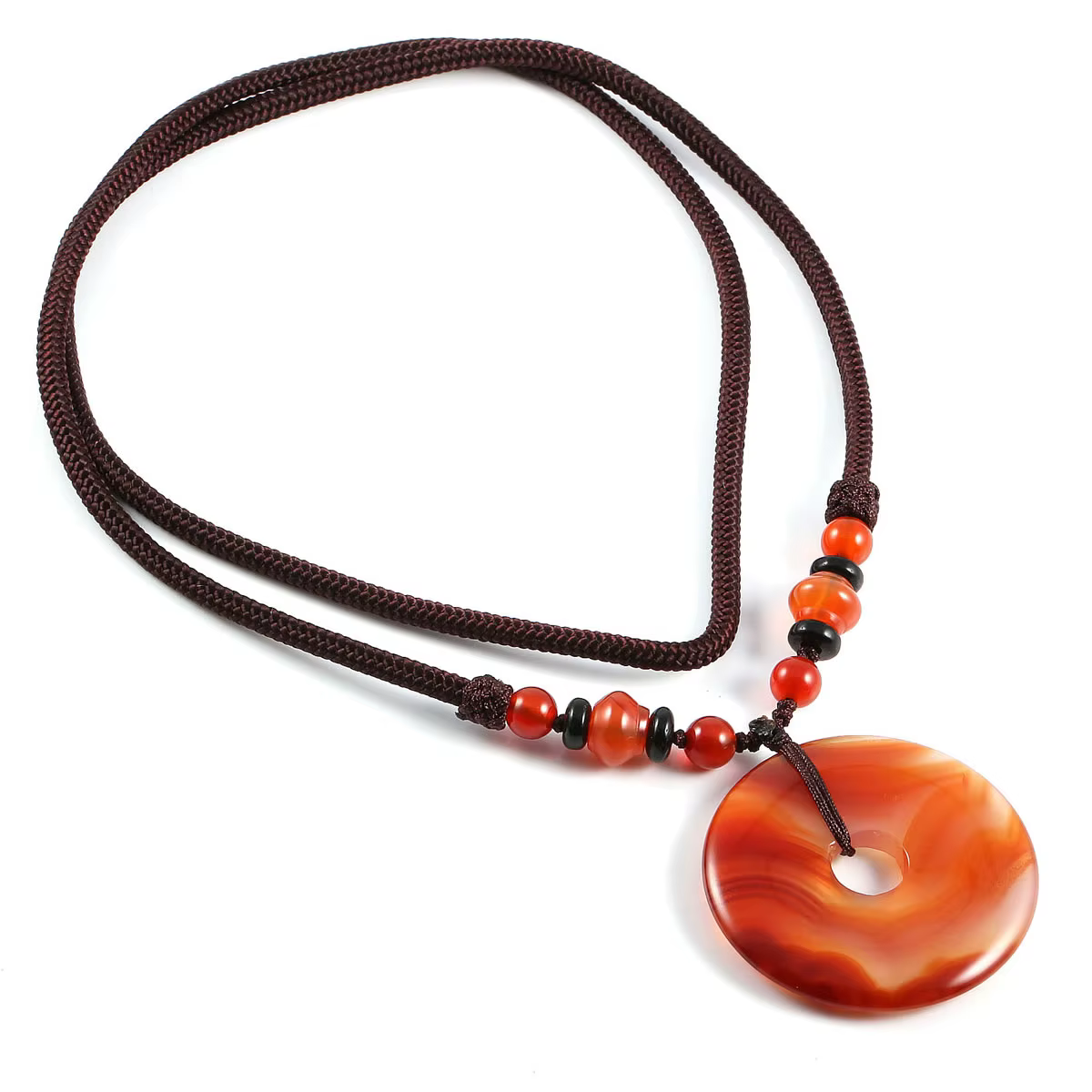 Collier avec Pendentif en Pierre Naturelle Aventurine Jades, Quartz Turquoise, Bouton de Sécurité, B
