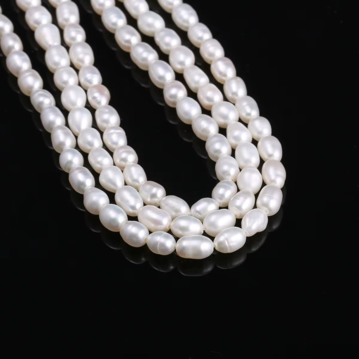 Perles de culture d'eau douce 100% naturelles en forme de riz, pour la fabrication de bijoux, brin à