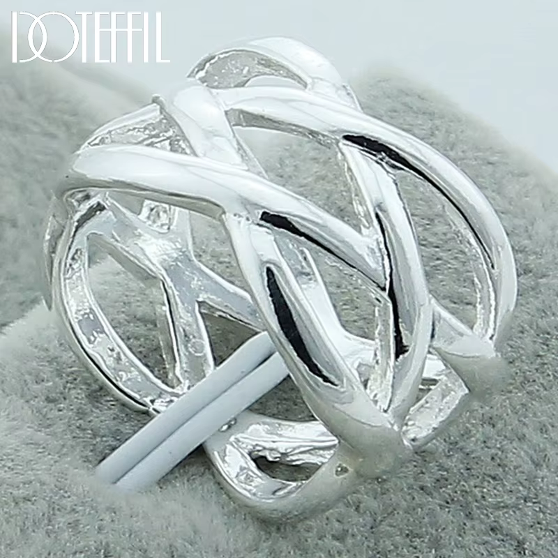 DOTEFFIL 925 bague entrelacée croix en argent Sterling pour les femmes de mariage fête de fiançaille