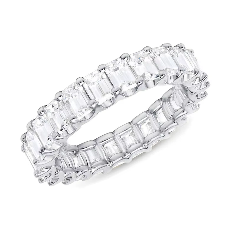 Huitan magnifiques bagues promises amour bijoux de mariage entièrement pavé carré cristal Zircon élé