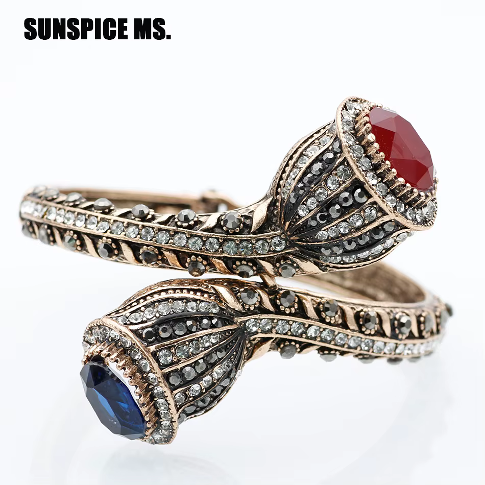 Sunspicems – Bracelet rétro rétro rétro pour femmes, couleur argent, or, turc, bijoux de mariée bohè