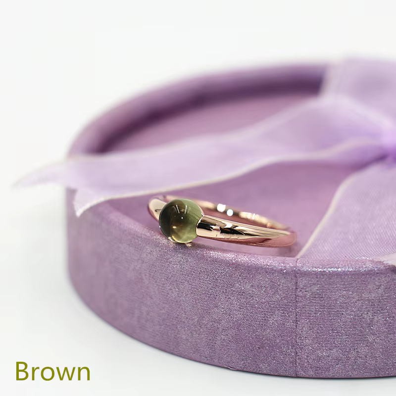 Bague ronde en cristal naturel plaqué or pour femmes, bijoux à la mode, 21 couleurs, meilleur cadeau