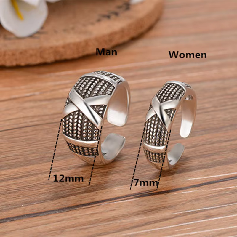 Buyee 925 en argent Sterling amoureux Couples bague ensembles élégant X gris doux bague doigt pour f