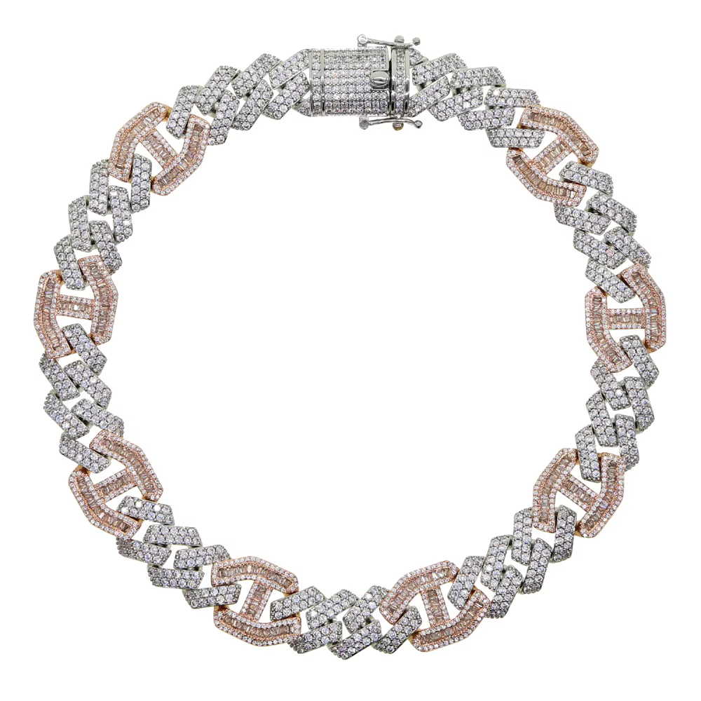 Nouveau Collier Chaîne Cubaine Infinity Iced Out Bicolore 15mm Bling CZ Choker Hip Hop Chunky Bijoux