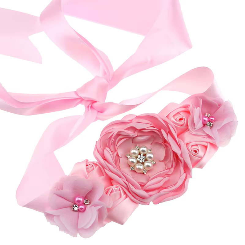 Ceinture de robe de mariée, accessoires pour robes de demoiselles d'honneur avec fleurs de rose brûl