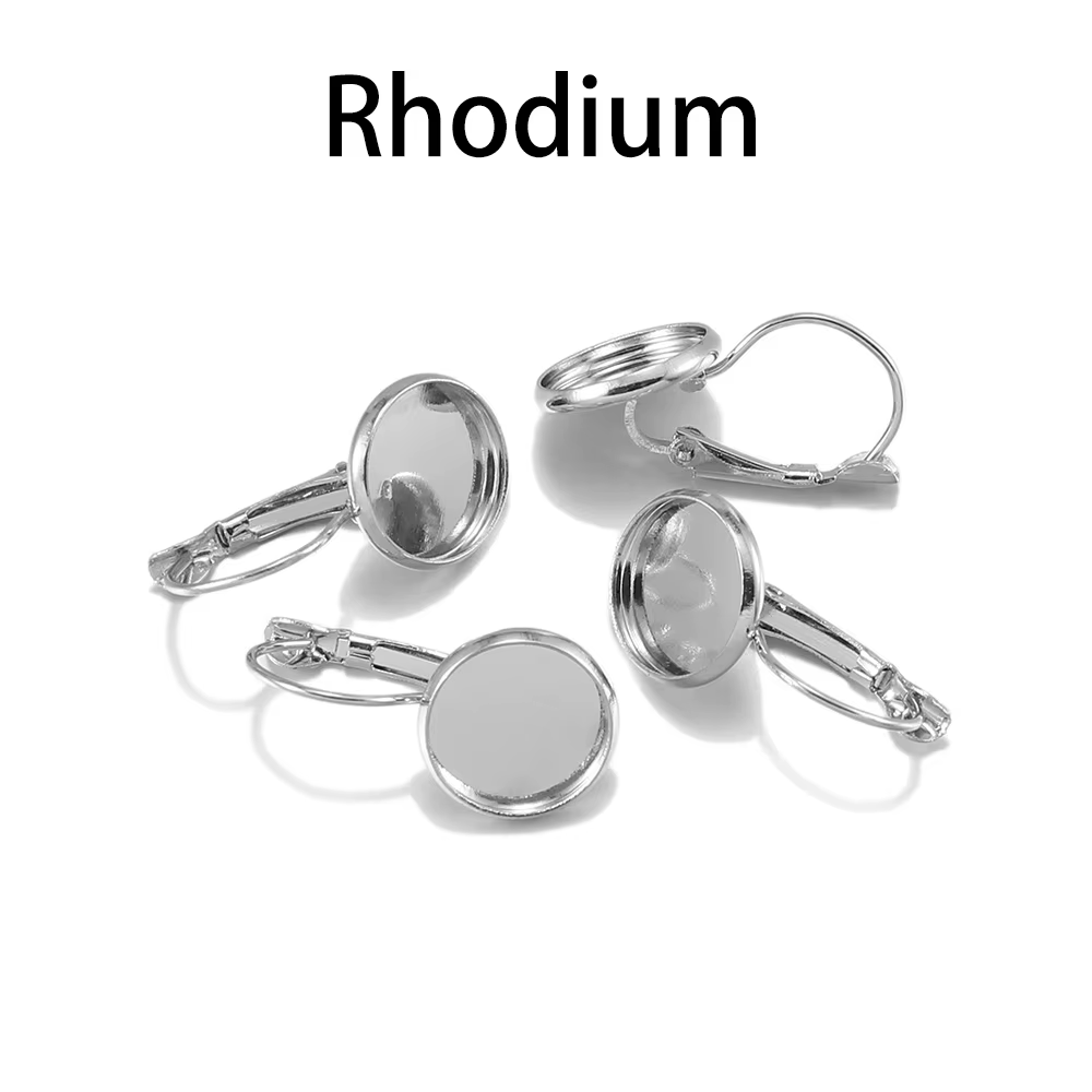 Cabochon plaqué rond, 8 10 12 14 16 18 20 25mm, paramètres de plateau, boucle d'oreille levier franç