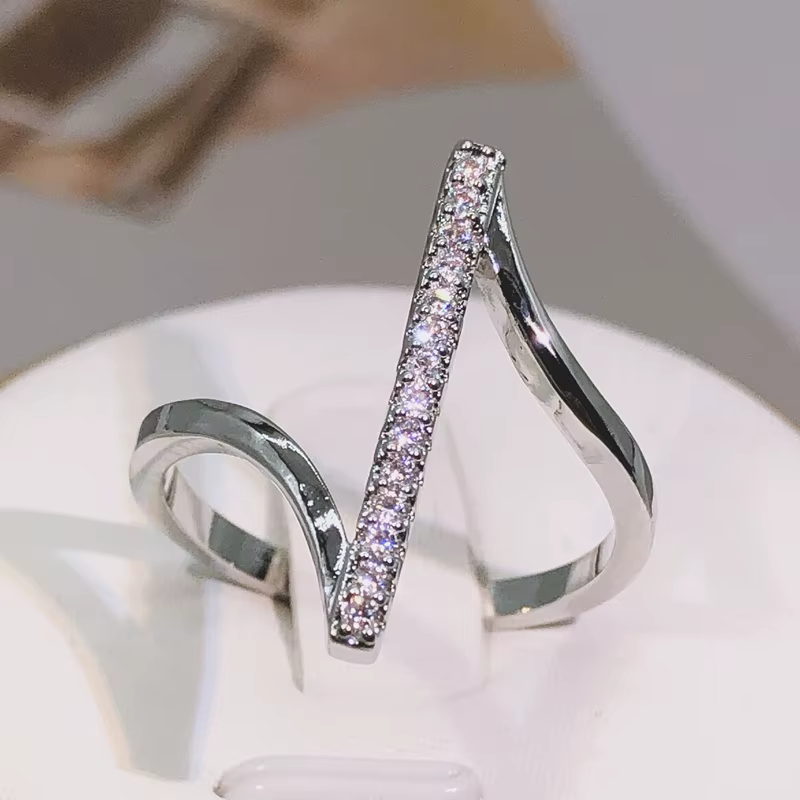 Bague de mariage en forme de "Z" pour femme, document en argent, bande de doigt, patients, cristal b