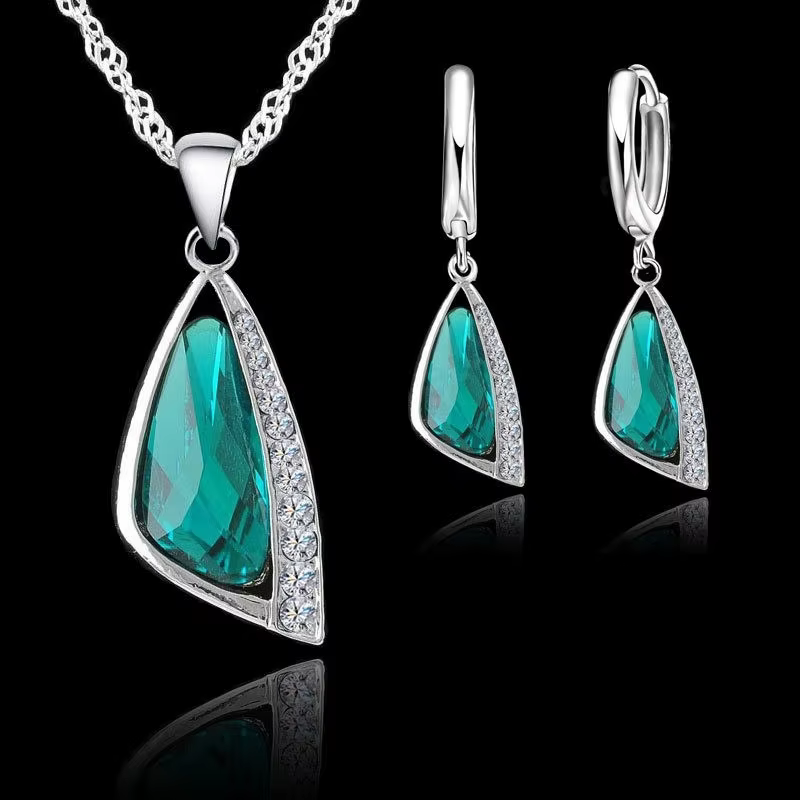 Promotion 925 en argent Sterling couleur ensemble de bijoux géométrique cristal autrichien strass co