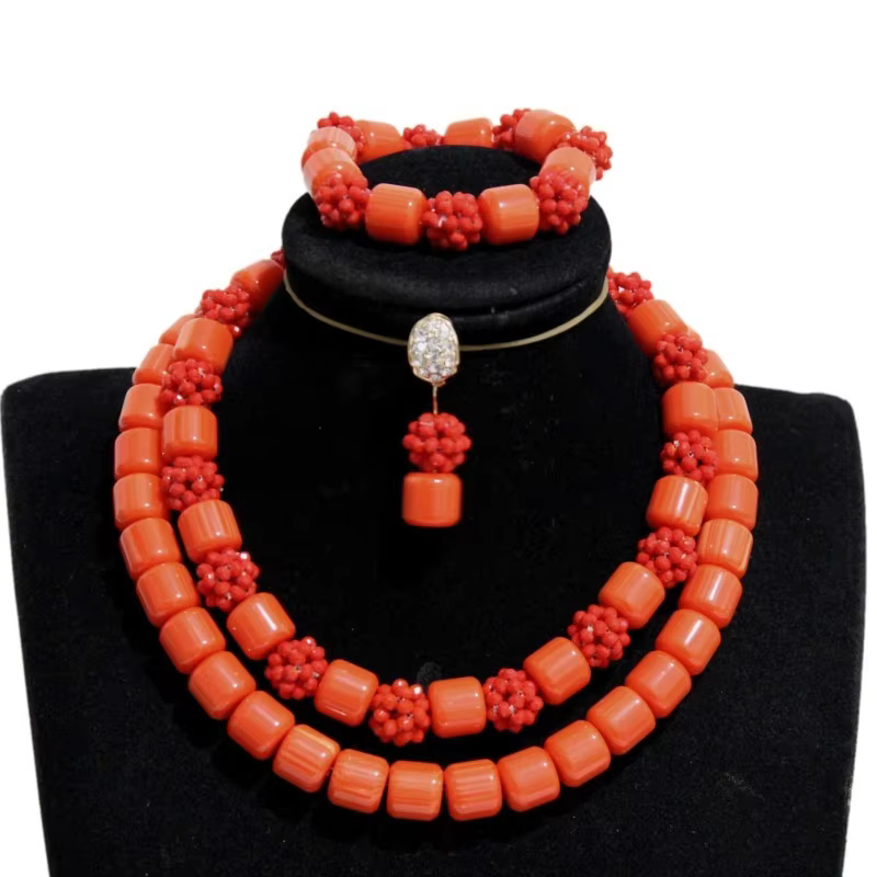 Dudo-Ensemble de Colliers et Boucles d'Oreilles Artificielles Africaines, Perles de Clip, 3 Couches,
