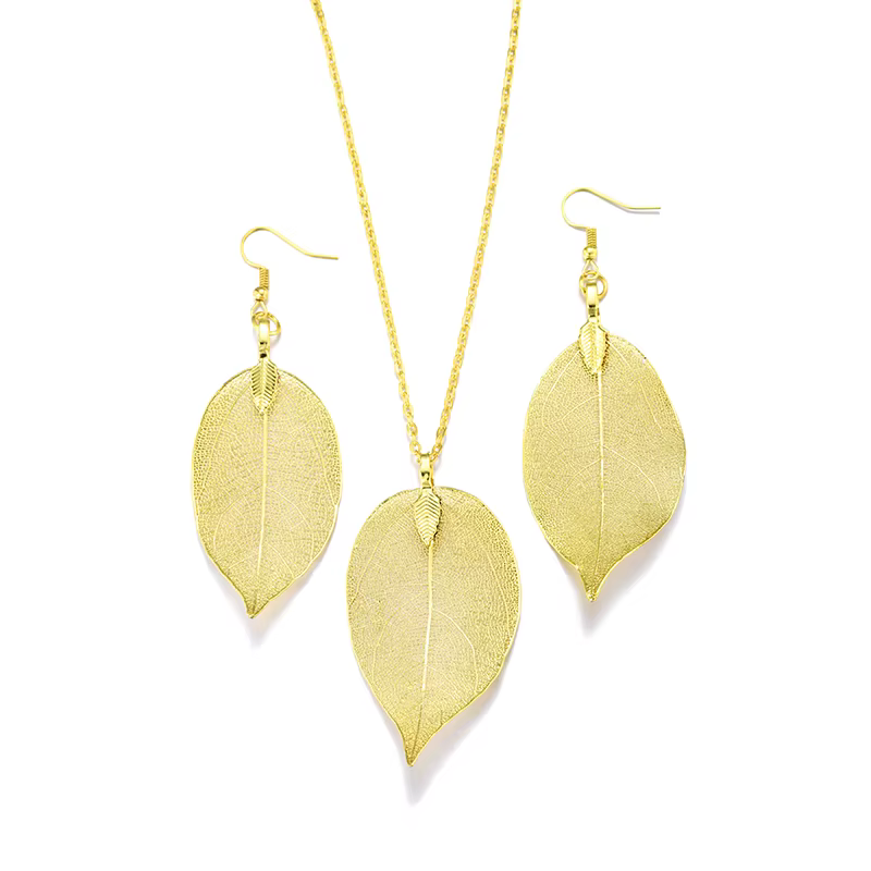 Boucles d'oreilles de mariage en filigrane uniques pour femmes, couleur or argent, feuille naturelle