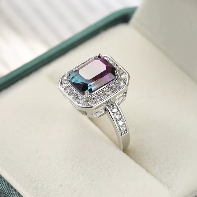 Bague de cocktail pour femme en argent sterling 925, magnifique tourmaline, zultanite simulée, Diasp
