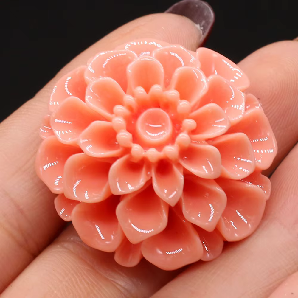 Bague en forme de fleur de corail naturel, perles de visage faites à la main, artisanat pour la fabr