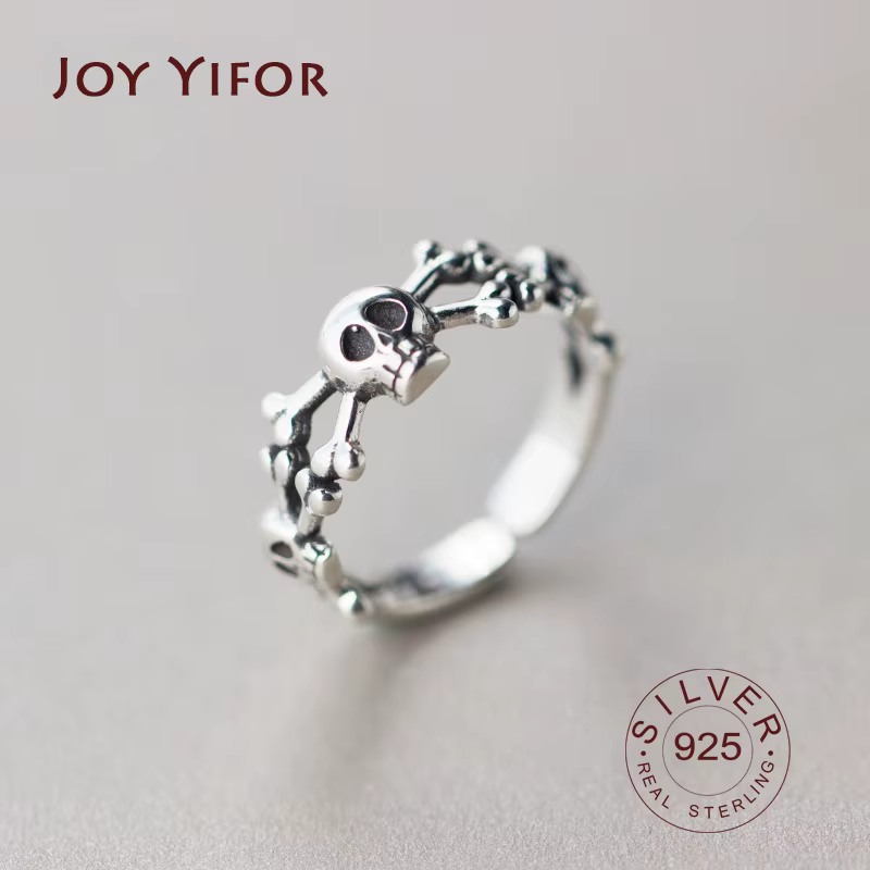 Bagues Vintage en argent Sterling 925 pour femmes, bijoux tendance, grands anneaux antiques réglable