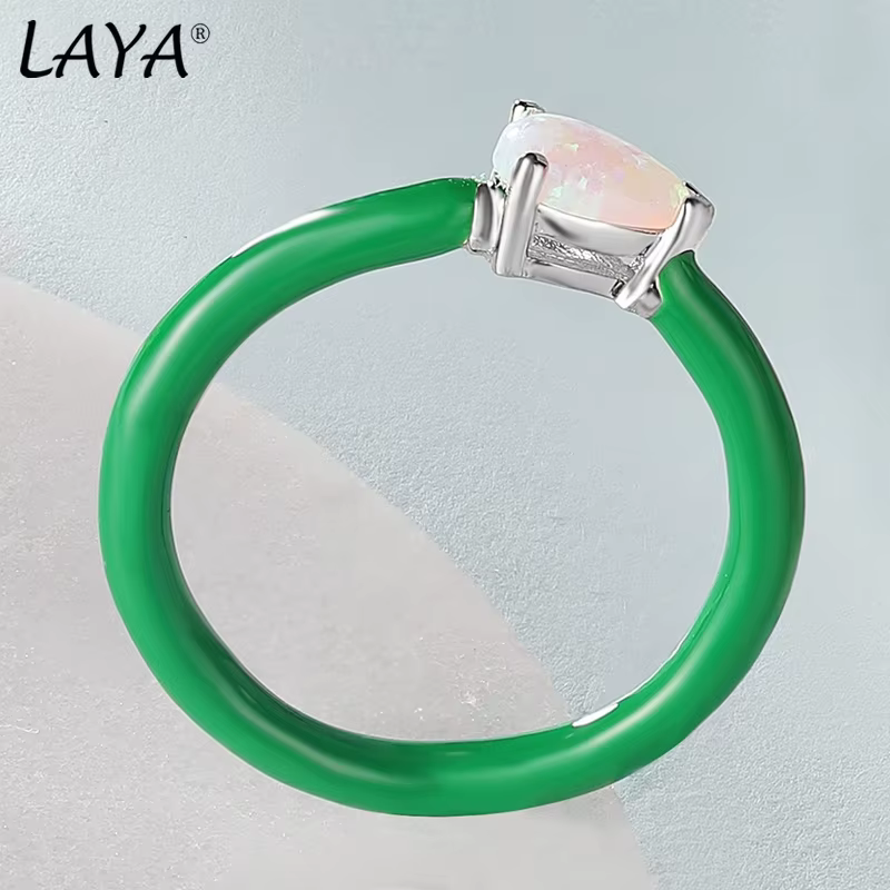Laya – bague en argent Sterling 925 pour femmes, couleur synthétique, cristal, mode, bijoux de charm