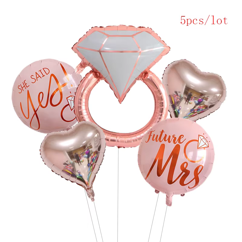 Ensemble de ballons avec bague en diamant, anneaux ronds de 22 pouces, décorations de mariage, fourn