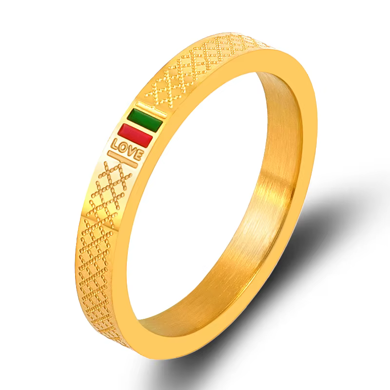 Zalman-Bague en émail vert et rouge pour homme et femme, acier inoxydable, or 18 carats, bijoux de m
