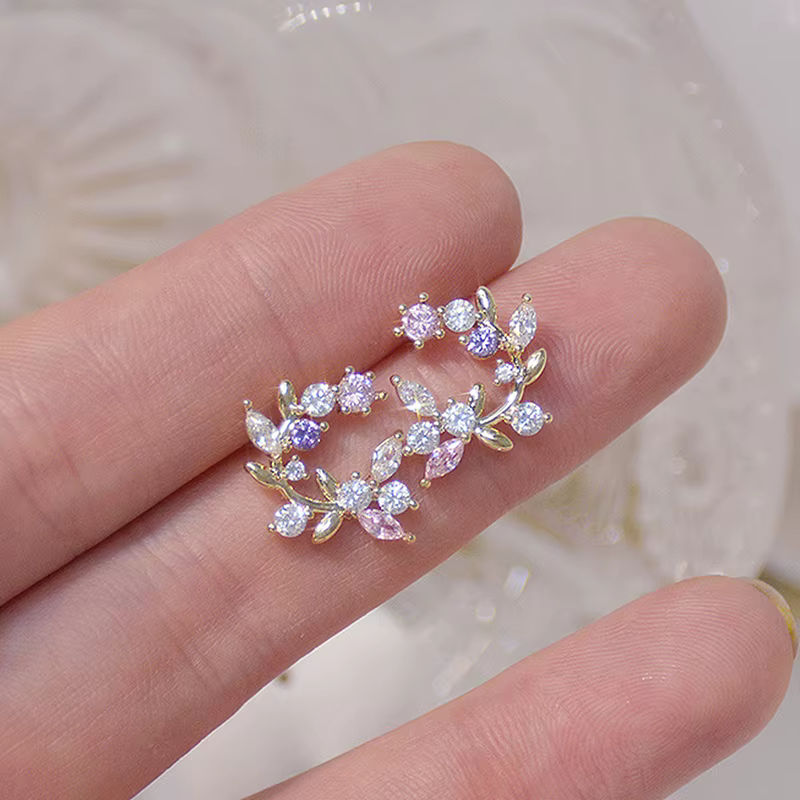 Boucles d'oreilles en Zircon plaqué or véritable 14K, bijoux à la mode coréenne, incrusté de cuivre,