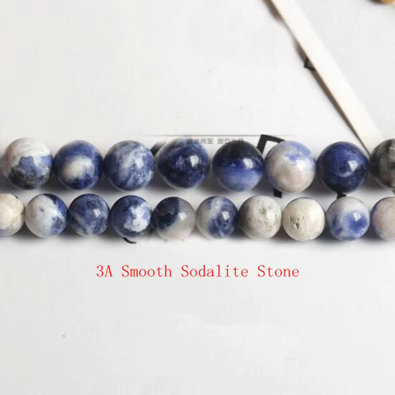 Collier et bracelet en pierre de sodalite ronde de couleur naturelle, bijoux DIY, perles en vrac, 15