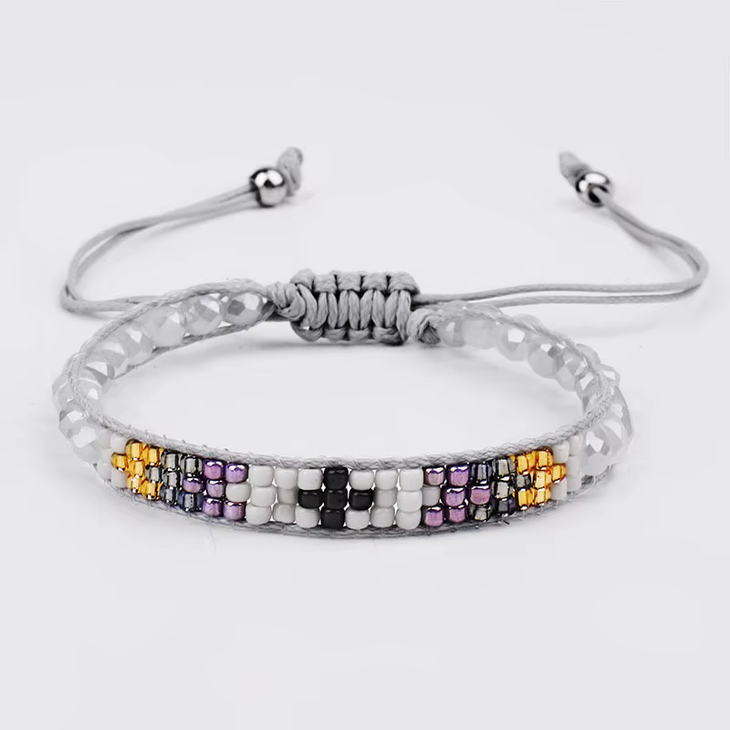 MIYUpastel-Bracelets faits à la main en verre pour hommes et femmes, perles de verre, cristal à face