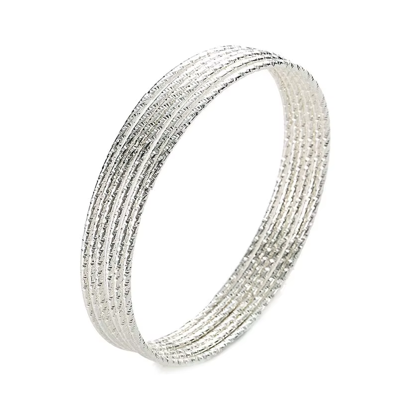 6 pièce/ensemble mode plaqué or couleur argent Bracelets pour femme 68mm grand cercle fil indien bra