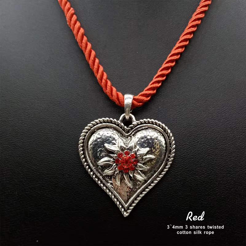 Nouveau Edelweiss coeur collier pendentif brillant multicolore strass fleurs Oktoberfest bavarois Di