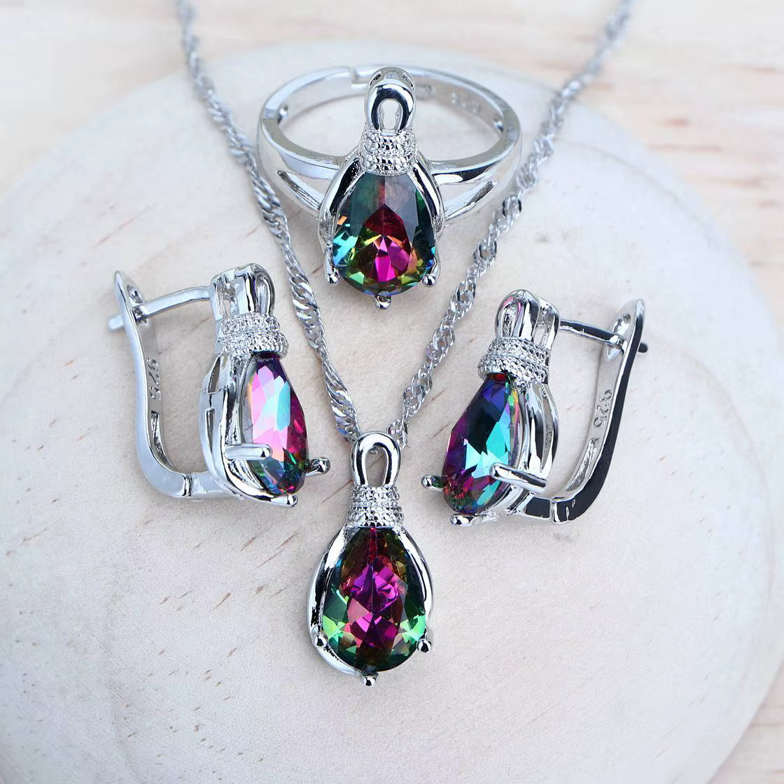 Ensemble de bijoux de mariée en argent 925 pour femmes, bijoux de Costume de mariage, boucles d'orei